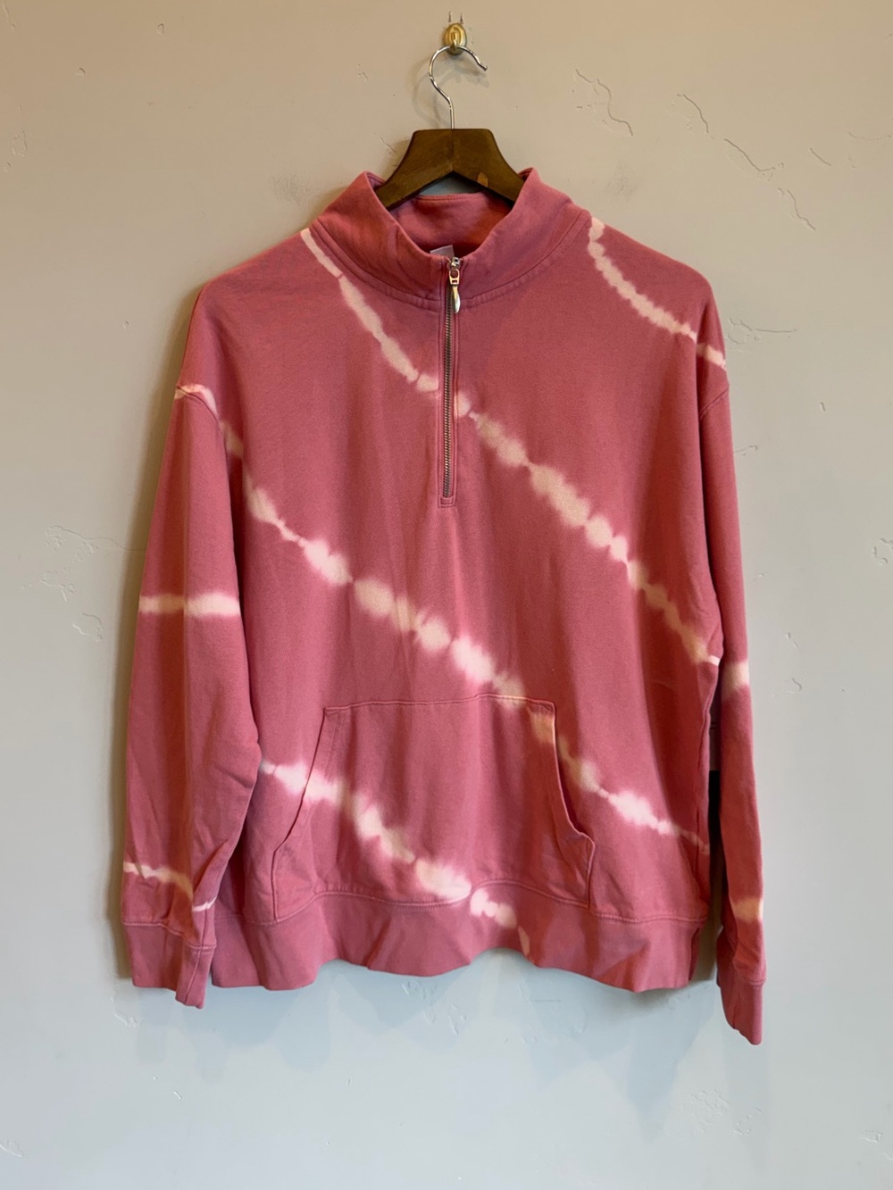 OLD NAVY Pink & White Tie Dye Quarter Zip Sweatshirt